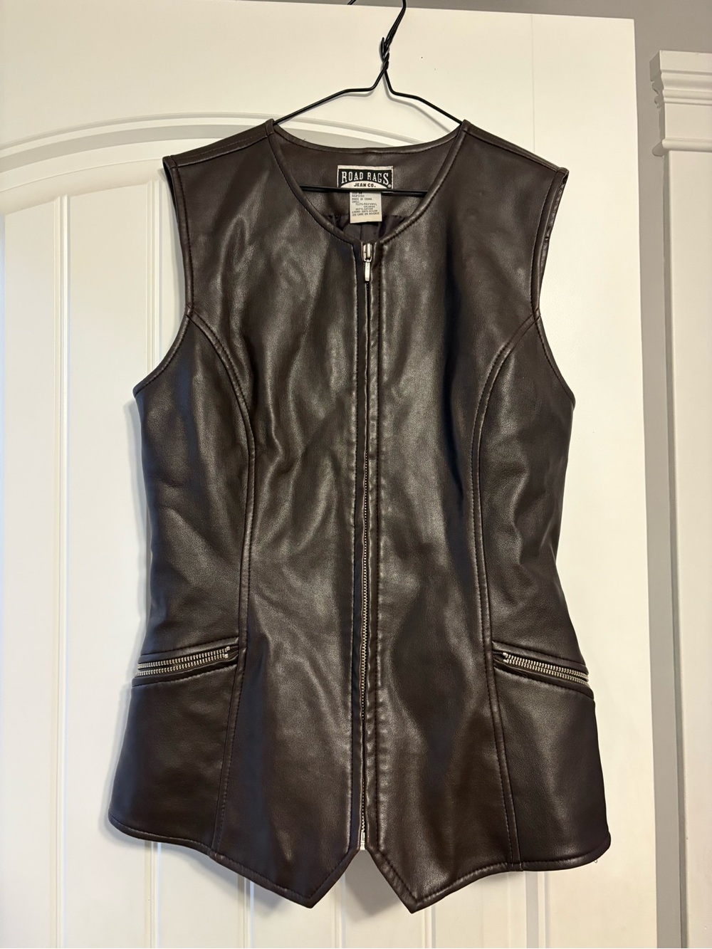 Road Rage Women's Brown Leather Zip-Front Vest
